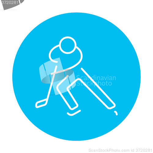 Image of Hockey player line icon.