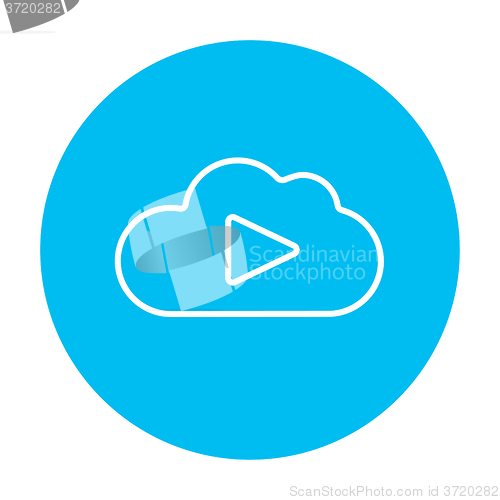 Image of Cloud with play button line icon.