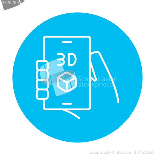 Image of Smartphone with three D box line icon.