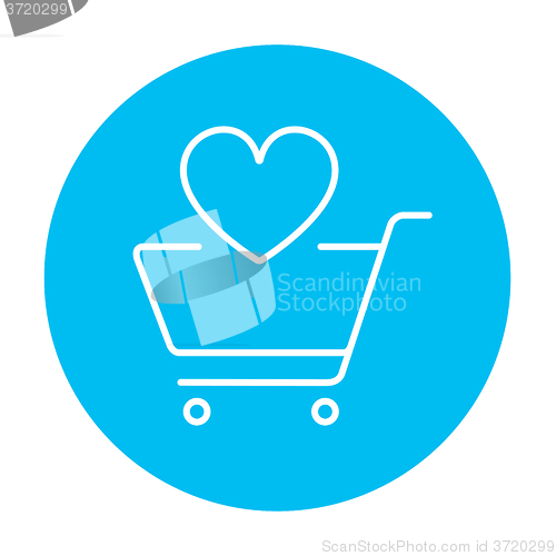 Image of Shopping cart with heart line icon.