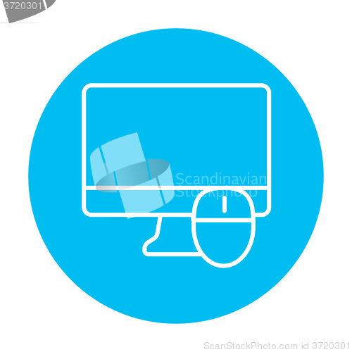 Image of Computer monitor and mouse line icon.