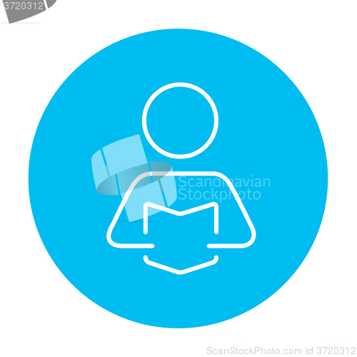 Image of Man reading book line icon.