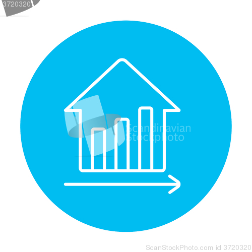 Image of Graph of real estate prices growth line icon.