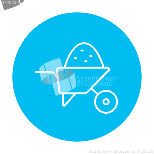 Image of Wheelbarrow full of sand line icon.