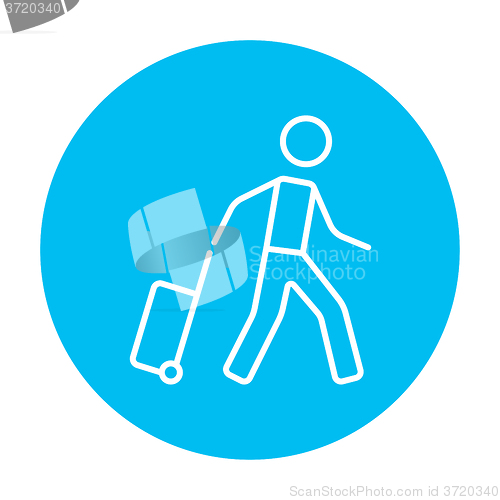 Image of Man with suitcase line icon.