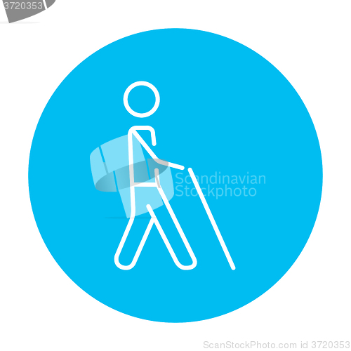 Image of Blind man with stick line icon.