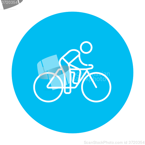 Image of Man riding  bike line icon.