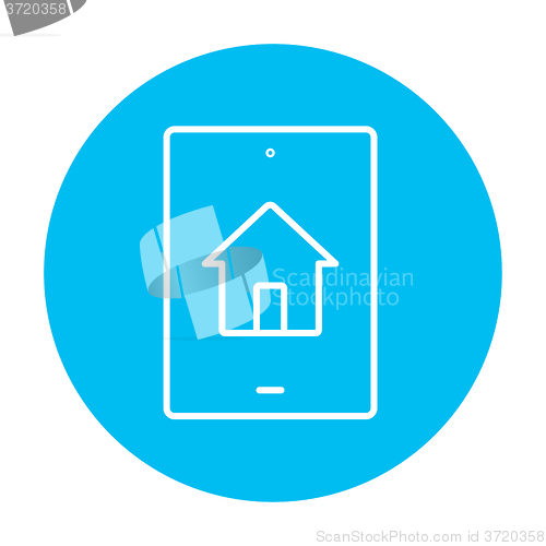 Image of Property search on mobile device line icon.