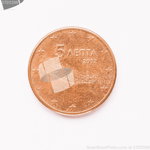 Image of  Greek 5 cent coin vintage