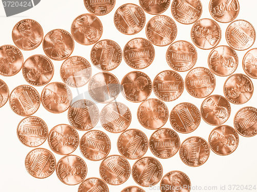 Image of  Dollar coins 1 cent wheat penny vintage