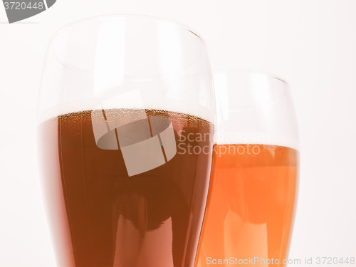 Image of Retro looking Two glasses of German beer