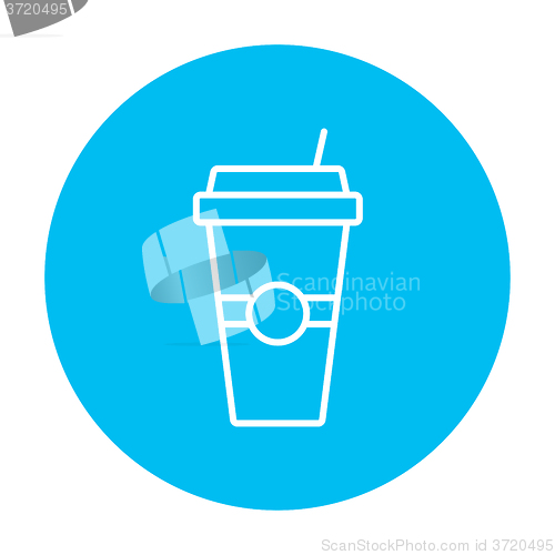 Image of Disposable cup with drinking straw line icon.