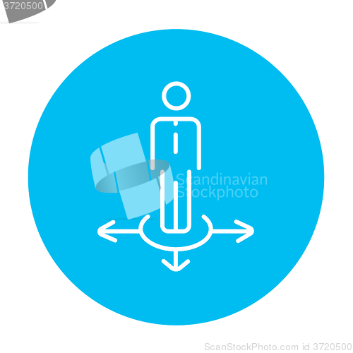 Image of Businessman in three ways line icon.