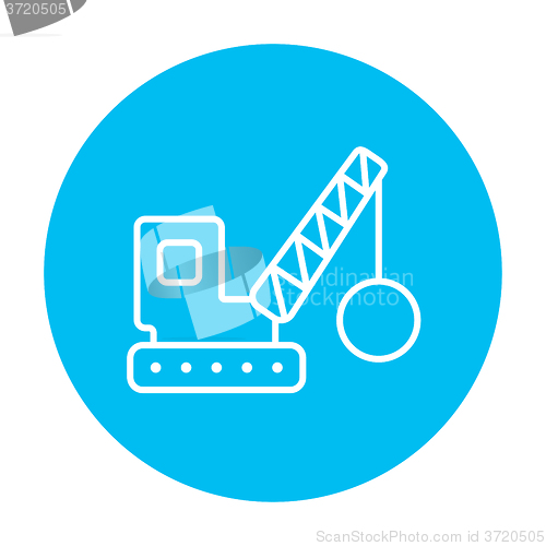 Image of Demolition crane line icon.