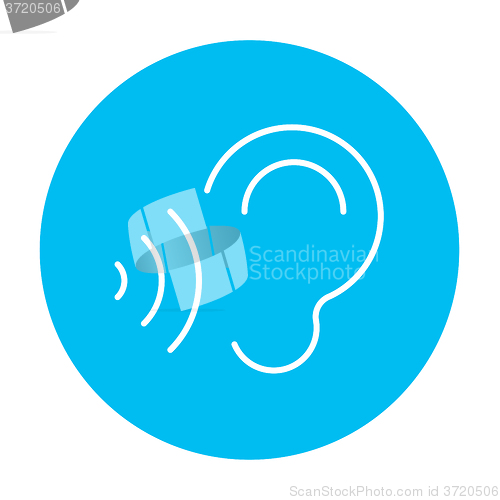 Image of Ear and sound waves line icon.