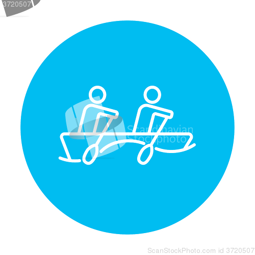 Image of Tourists sitting in boat line icon.