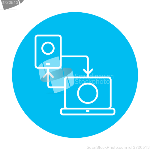 Image of Synchronization smartphone with laptop line icon.