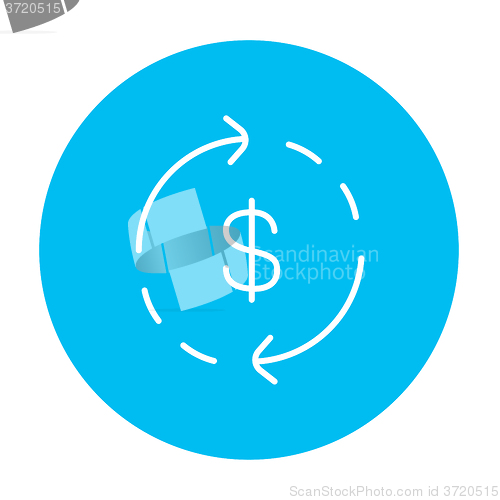 Image of Dollar symbol with arrows line icon.
