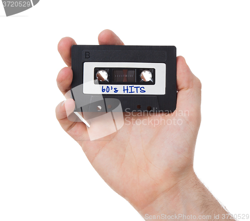 Image of Vintage audio cassette tape, isolated on white background