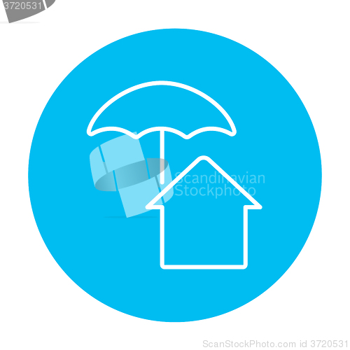 Image of House under umbrella line icon.