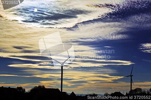 Image of Windmills at dusk