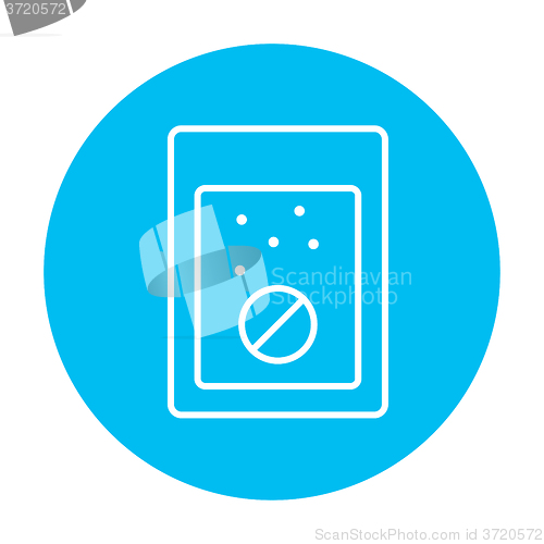 Image of Tablet into glass of water line icon.