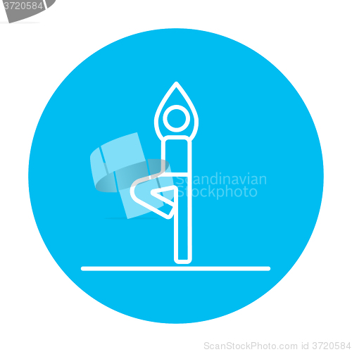 Image of Man practicing yoga line icon.