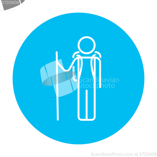 Image of Tourist backpacker line icon.