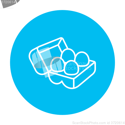 Image of Eggs in carton package line icon.