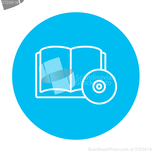 Image of Audiobook and cd disc line icon.