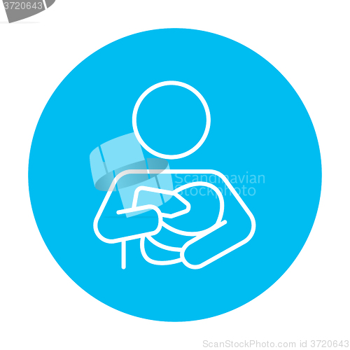 Image of Woman nursing baby line icon.