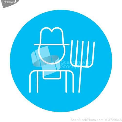 Image of Farmer with pitchfork line icon.