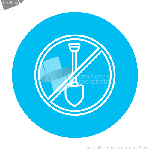 Image of Shovel forbidden sign line icon.