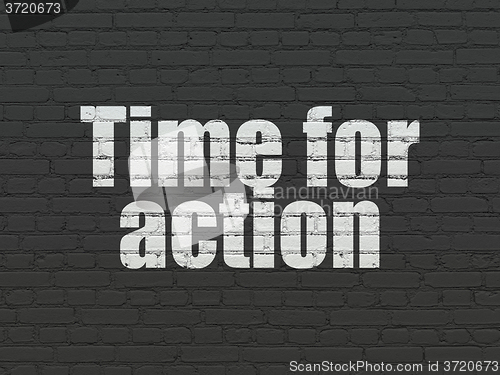 Image of Time concept: Time for Action on wall background