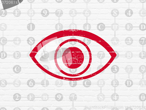 Image of Security concept: Eye on wall background