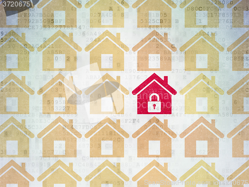 Image of Privacy concept: home icon on Digital Paper background