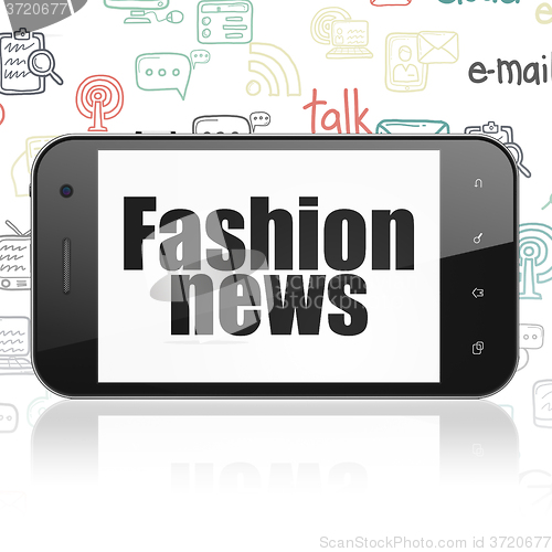 Image of News concept: Smartphone with Fashion News on display