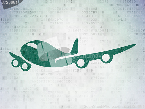 Image of Tourism concept: Airplane on Digital Paper background