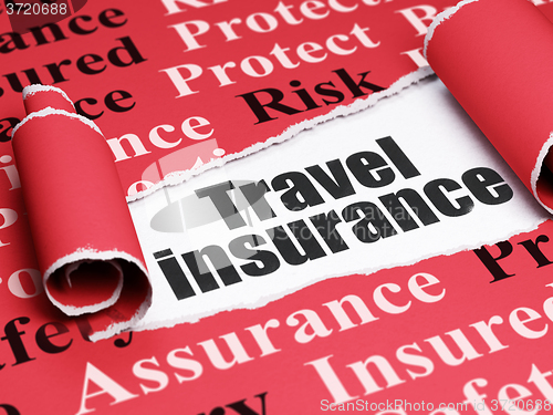 Image of Insurance concept: black text Travel Insurance under the piece of  torn paper