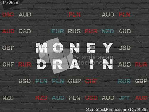 Image of Banking concept: Money Drain on wall background