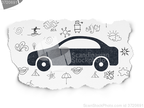 Image of Vacation concept: Car on Torn Paper background