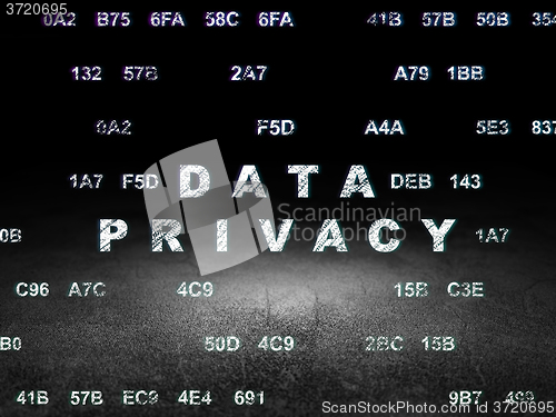 Image of Privacy concept: Data Privacy in grunge dark room