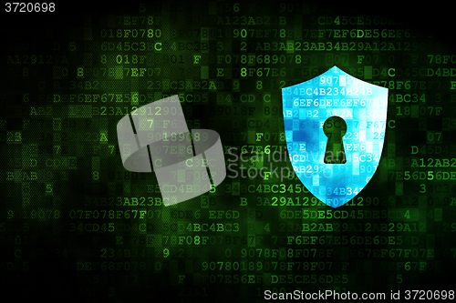 Image of Protection concept: Shield With Keyhole on digital background