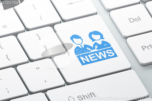 Image of News concept: Anchorman on computer keyboard background
