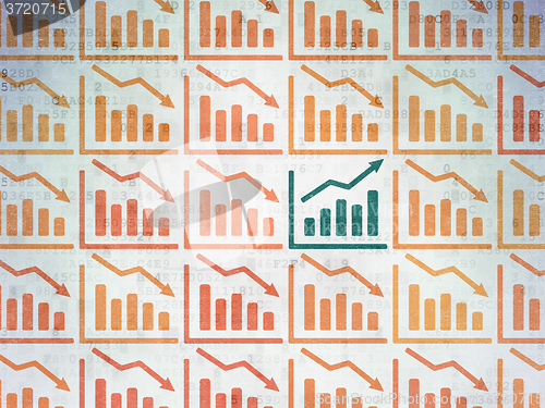 Image of Finance concept: growth graph icon on Digital Paper background