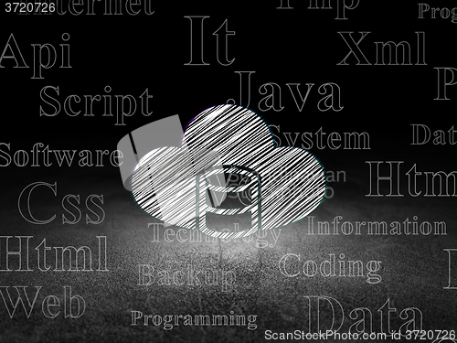 Image of Programming concept: Database With Cloud in grunge dark room