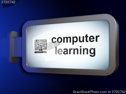 Image of Studying concept: Computer Learning and Computer Pc on billboard background