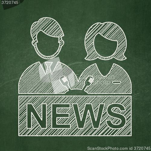 Image of News concept: Anchorman on chalkboard background