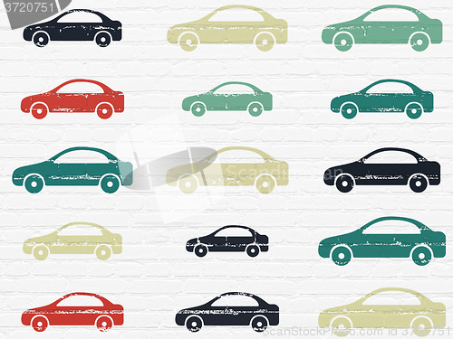 Image of Tourism concept: Car icons on wall background