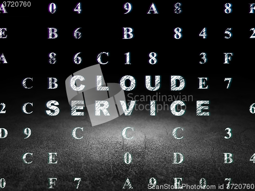 Image of Cloud computing concept: Cloud Service in grunge dark room